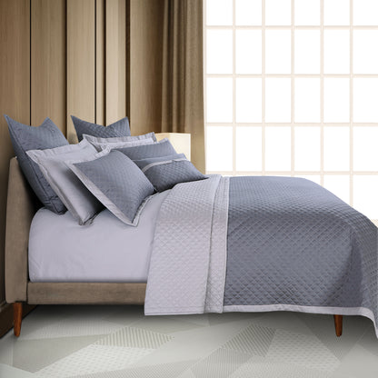 Reversible 9 Piece Bedspread Set-Grey &amp; Silver Grey