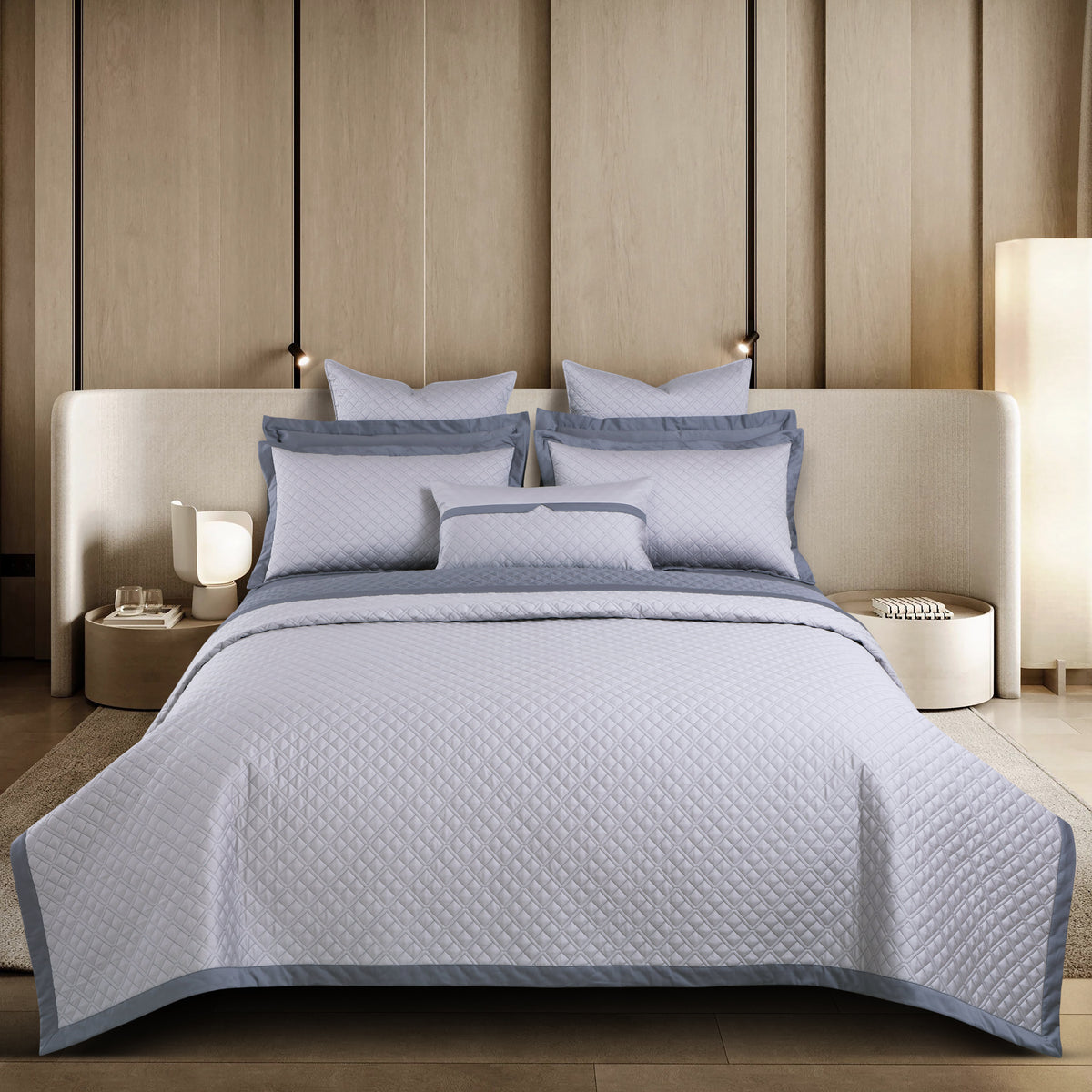 Reversible 9 Piece Bedspread Set-Silver Grey &amp; Grey