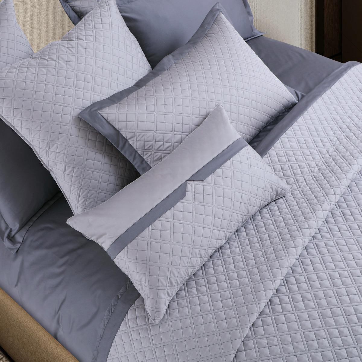 Reversible 9 Piece Bedspread Set-Silver Grey &amp; Grey