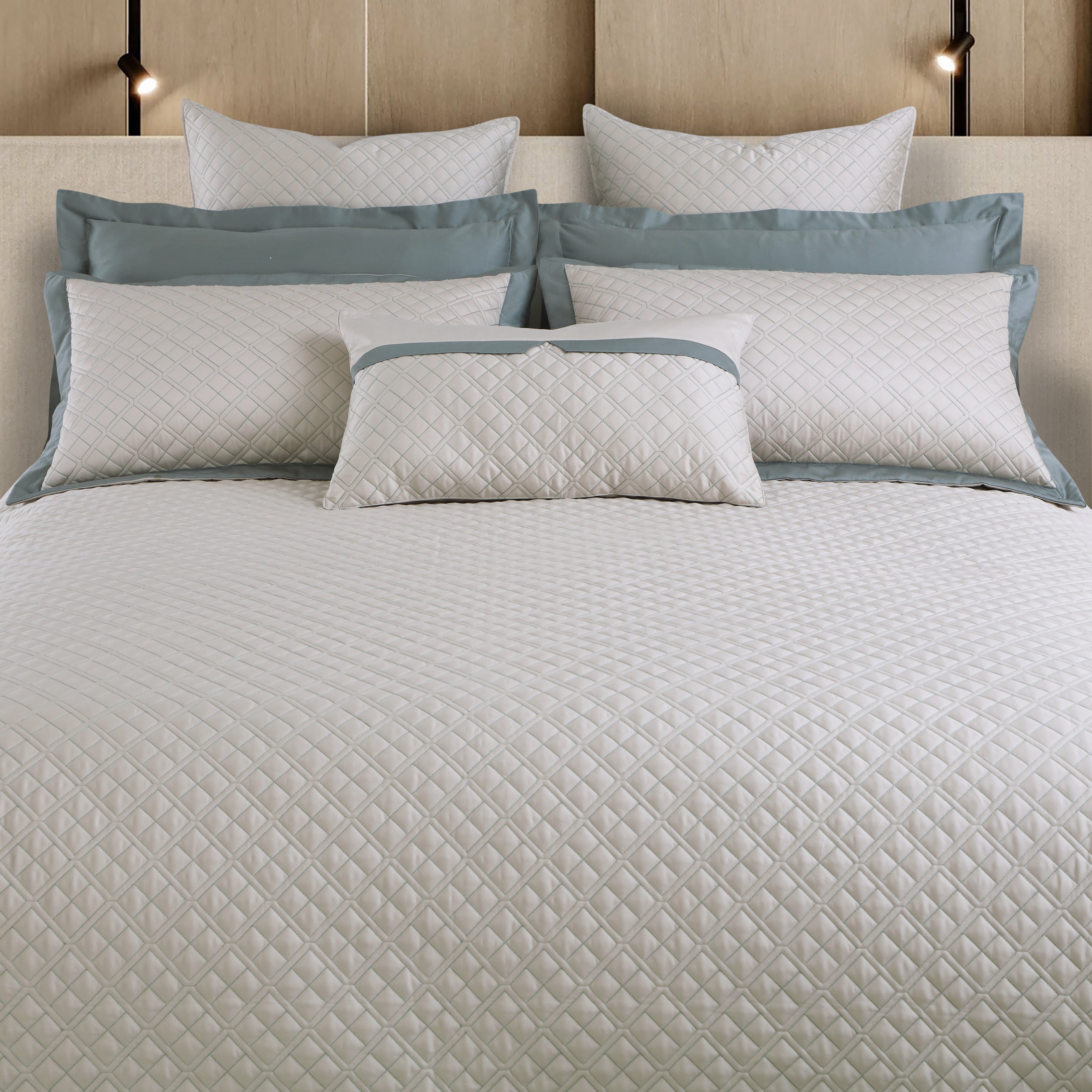 Reversible 9 Piece Bedspread Set-Olive Beige &amp; Olive Green