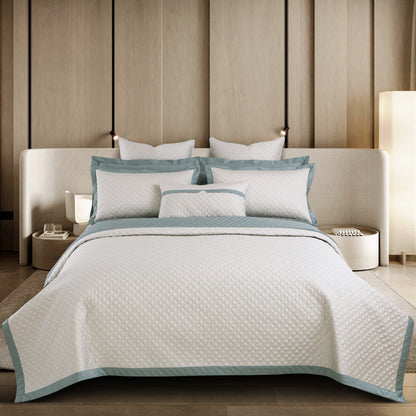 Reversible 9 Piece Bedspread Set-Olive Beige &amp; Olive Green