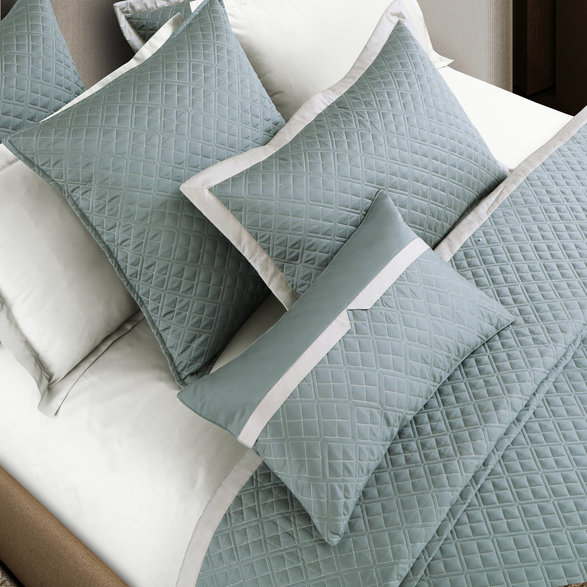 Reversible 9 Piece Bedspread Set-Olive Green &amp; Olive Beige