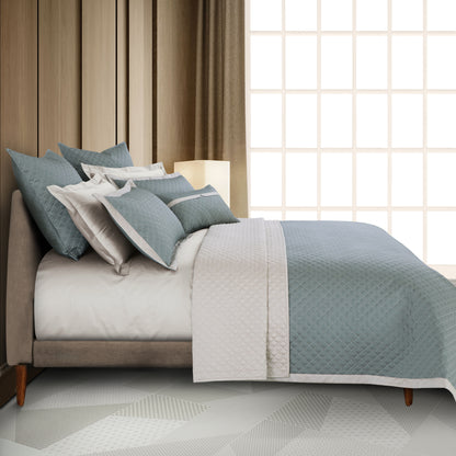 Reversible 9 Piece Bedspread Set-Olive Green &amp; Olive Beige