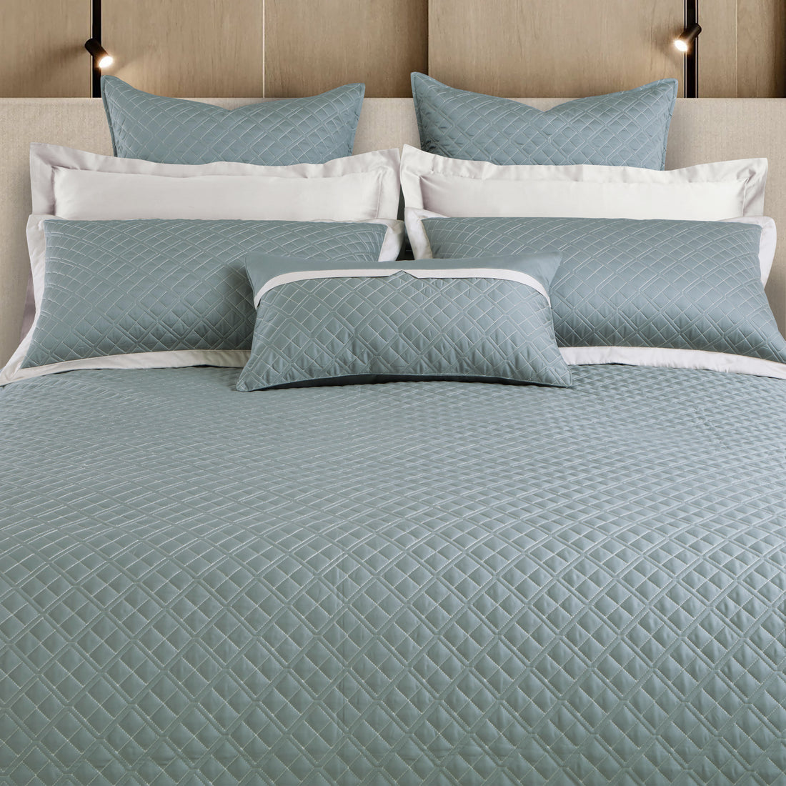 Reversible 9 Piece Bedspread Set-Olive Green &amp; Olive Beige