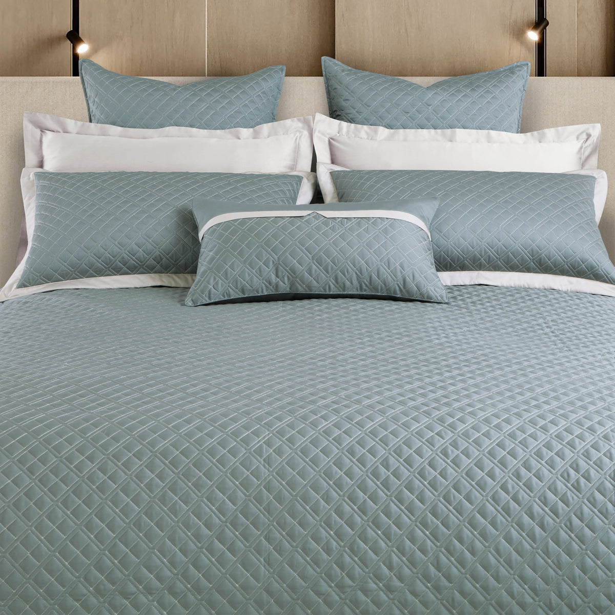 Reversible 9 Piece Bedspread Set-Olive Green &amp; Olive Beige