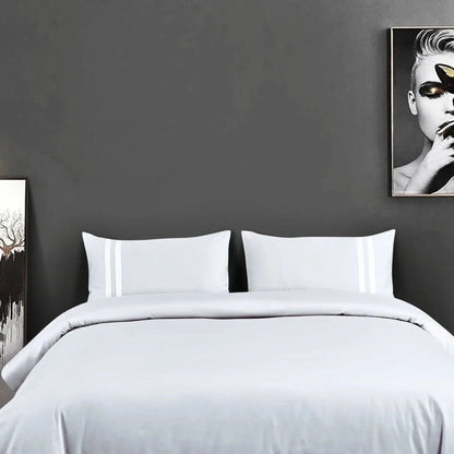 Luxe Striped King Size Bedsheet with 2 Pillow Covers-Silver Grey