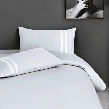 Luxe Striped King Size Bedsheet with 2 Pillow Covers-Silver Grey