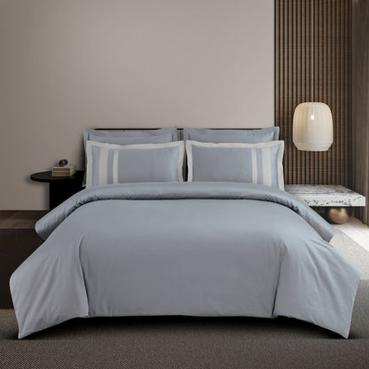 King Size Duvet Cover with Bedsheet and 4 Pillow Covers-Grey