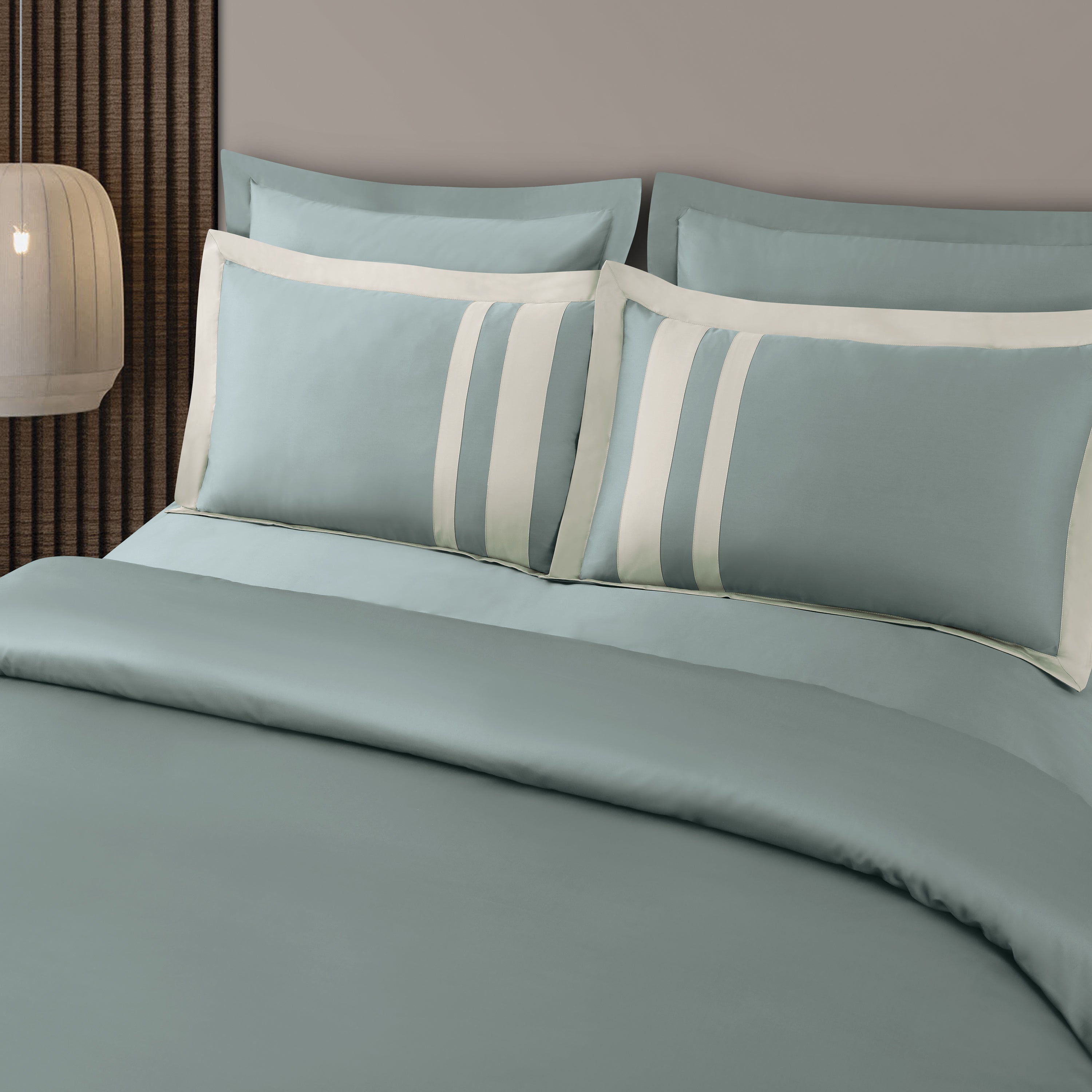 King Size Duvet Cover with Bedsheet and 4 Pillow Covers-Olive Green