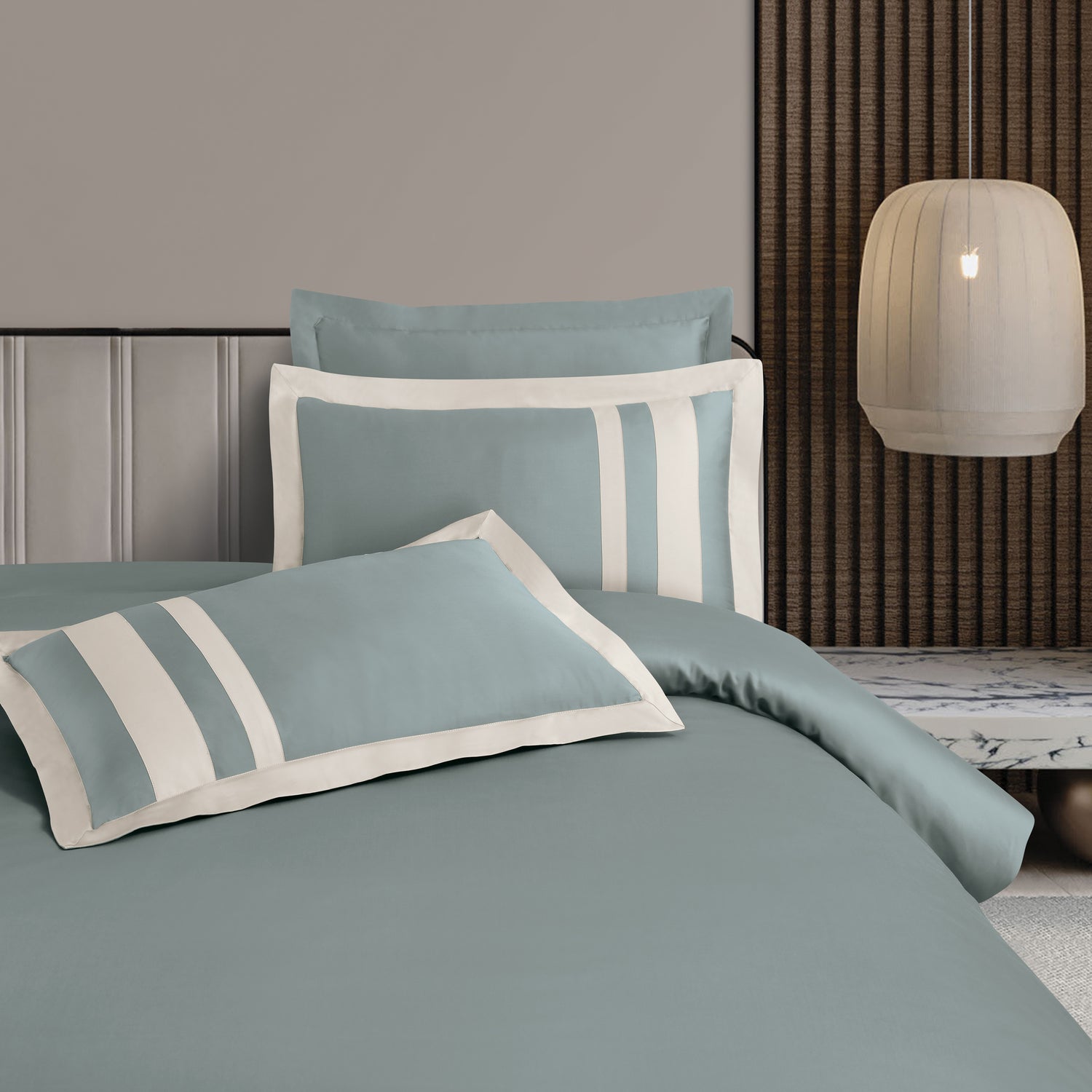 King Size Duvet Cover with Bedsheet and 4 Pillow Covers-Olive Green