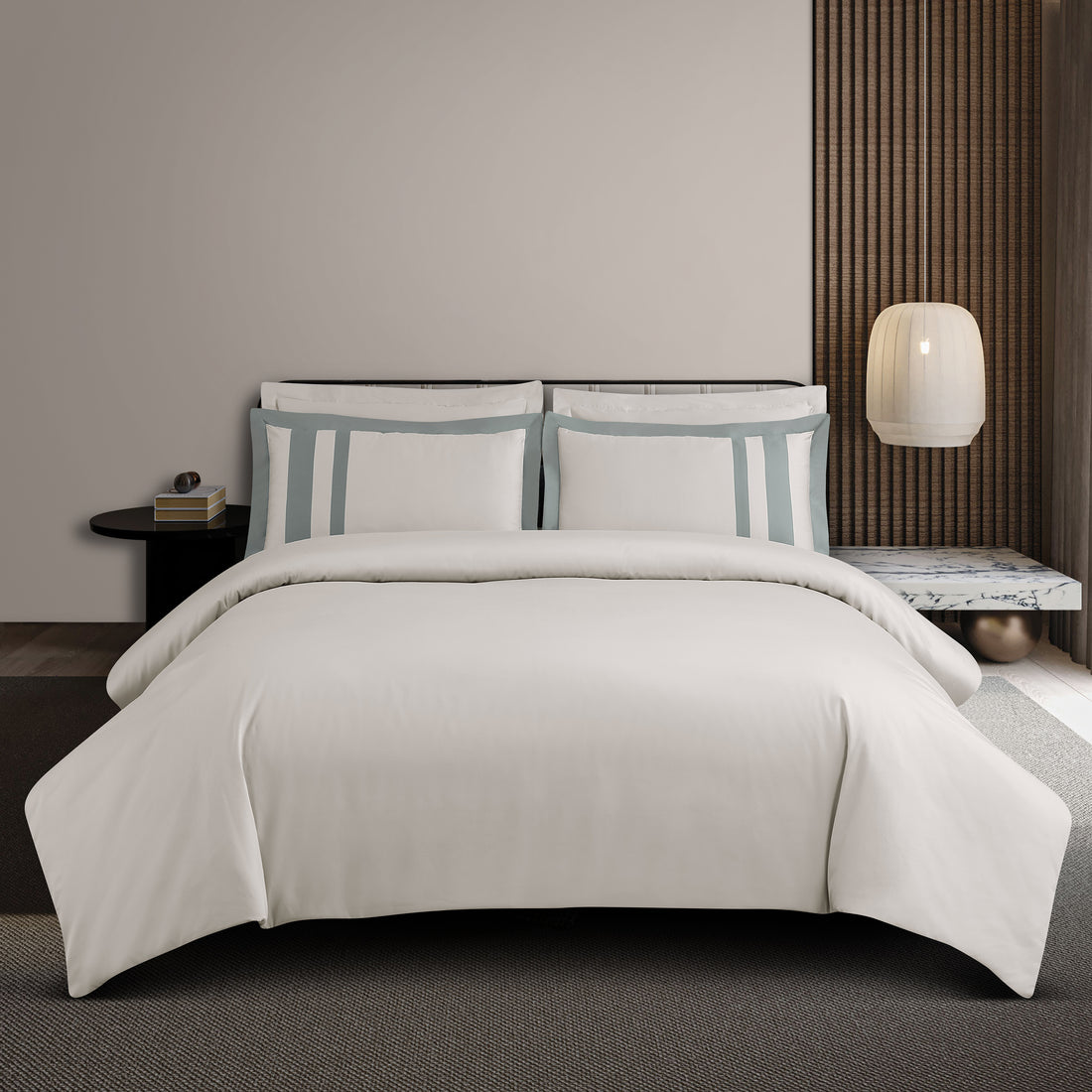 King Size Duvet Cover with Bedsheet and 4 Pillow Covers-Olive Beige