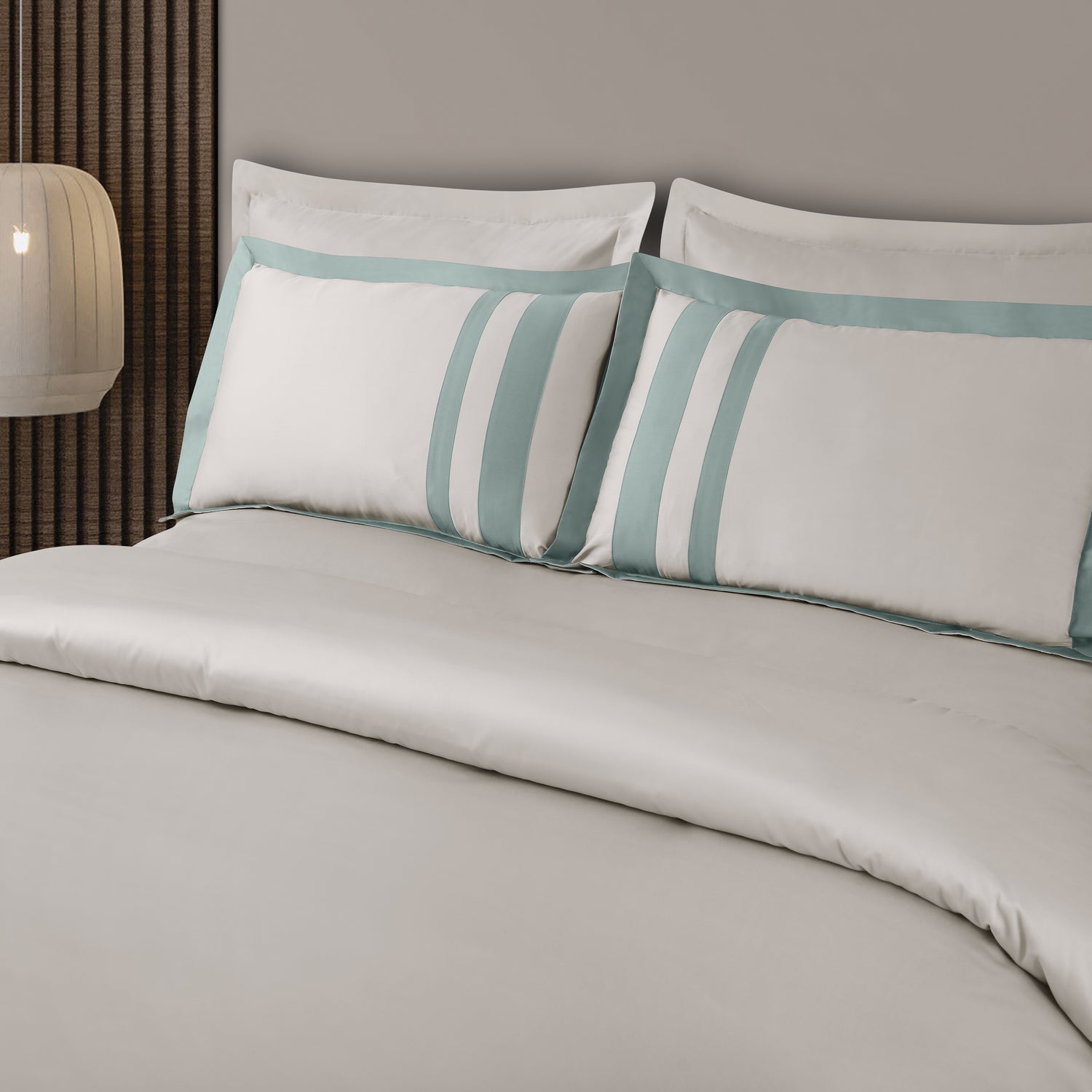 King Size Duvet Cover with Bedsheet and 4 Pillow Covers-Olive Beige