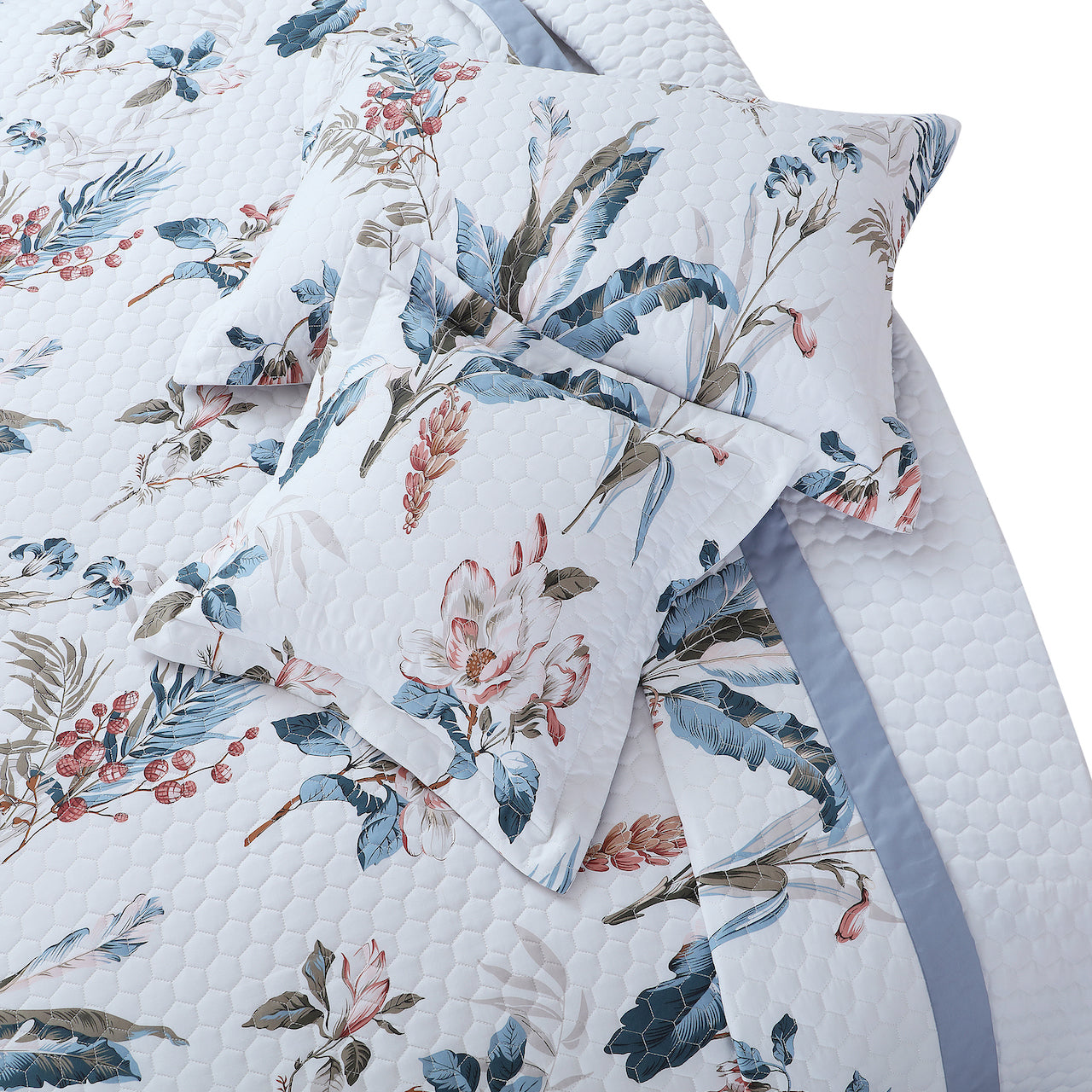 Royale Quilted Bedcover - White &amp; Blue