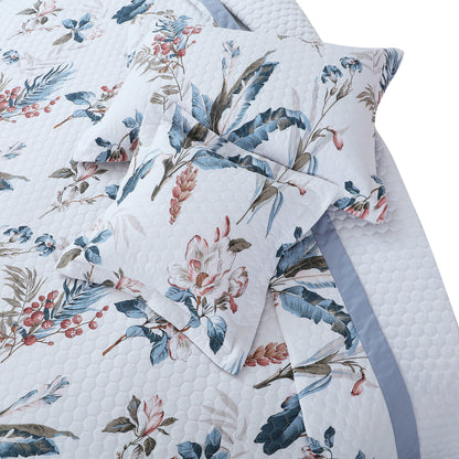 Royale Printed Quilted Bedspread Set with 2 Pillow Covers and 2 Cushion Covers-White