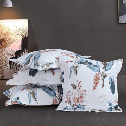 Royale Printed Quilted Bedspread Set with 2 Pillow Covers and 2 Cushion Covers-White
