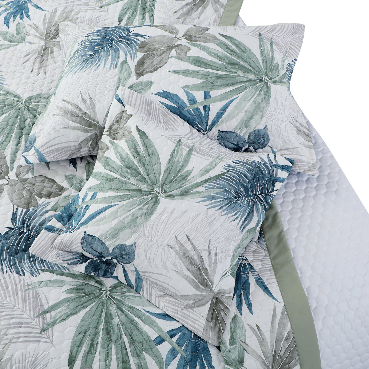Royale Printed Quilted Bedspread Set with 2 Pillow Covers and 2 Cushion Covers-White