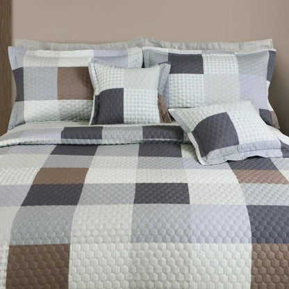Royale Printed Quilted Bedspread Set with 2 Pillow Covers and 2 Cushion Covers-Beige