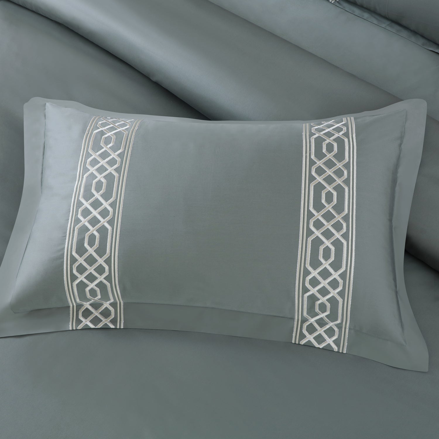 Luxe Stitch &amp; Dream Bedsheet with 2 Embroidered -2 Plain Pillow Cases -Olive Green