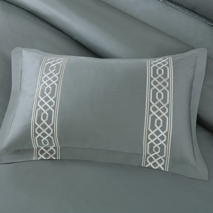 Luxe Stitch &amp; Dream Bedsheet with 2 Embroidered -2 Plain Pillow Cases -Olive Green