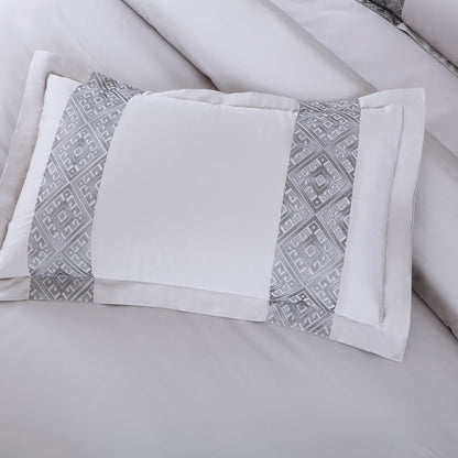 Luxe Stitch &amp; Dream Bedsheet with 2 Embroidered -2 Plain Pillow Cases -Silver Grey