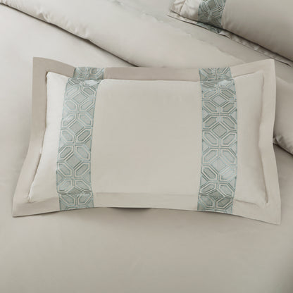 Luxe Stitch &amp; Dream Bedsheet with 2 Embroidered &amp; Plain Pillow Cases - Olive Beige