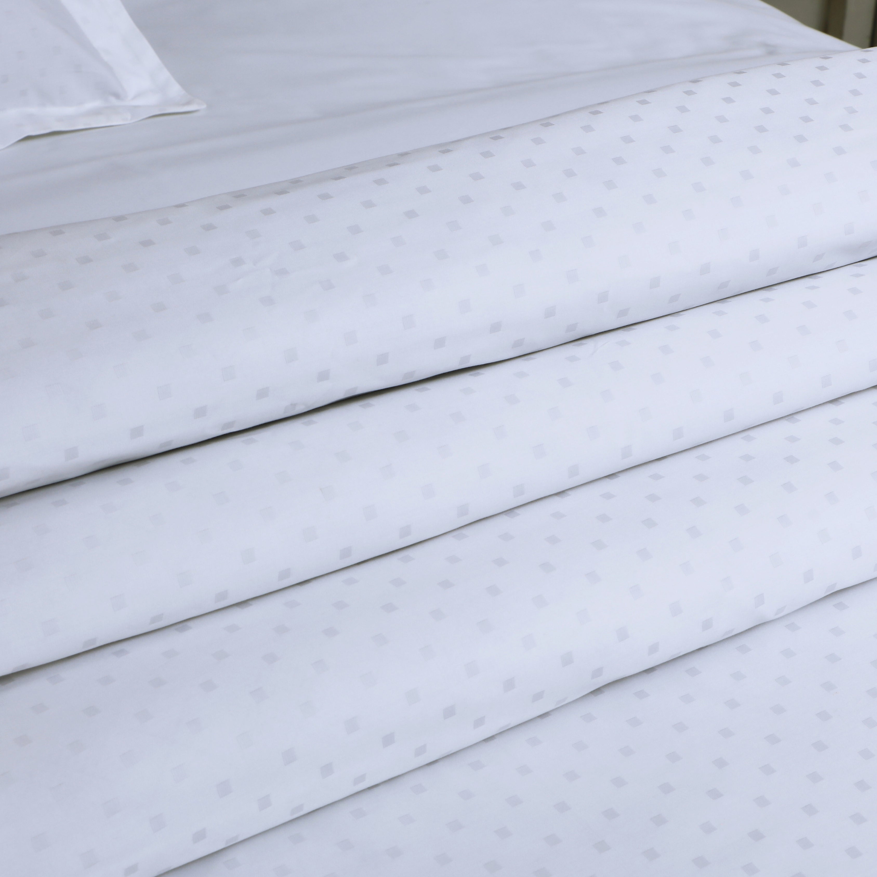Jacquard King Size Bedsheet with 2 Pillow Covers-White