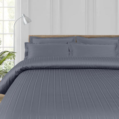 Jacquard Duvet Cover Set with King Size Bedsheet and 4 Pillow Covers-Grey