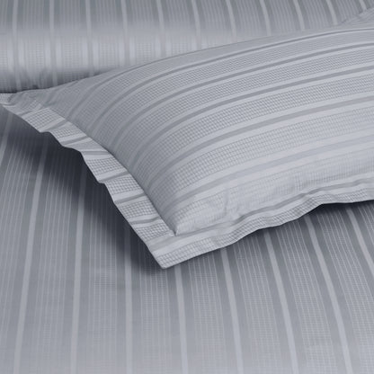 Jacquard Duvet Cover Set with King Size Bedsheet and 4 Pillow Covers-Silver Grey