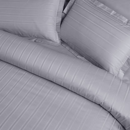 Jacquard Duvet Cover Set with King Size Bedsheet and 4 Pillow Covers-Silver Grey