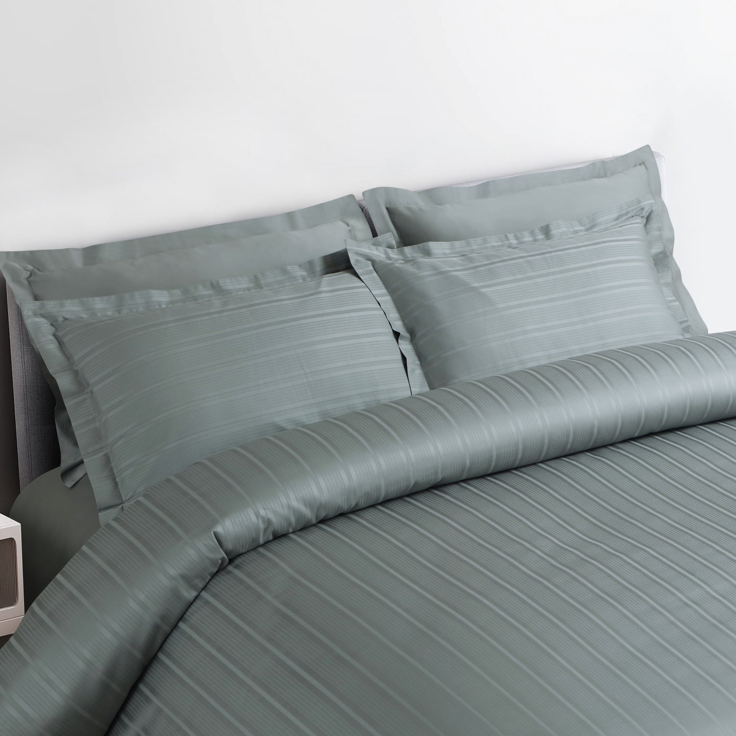 Jacquard King Size Bedsheet with 2 Pillow Covers-Olive Green
