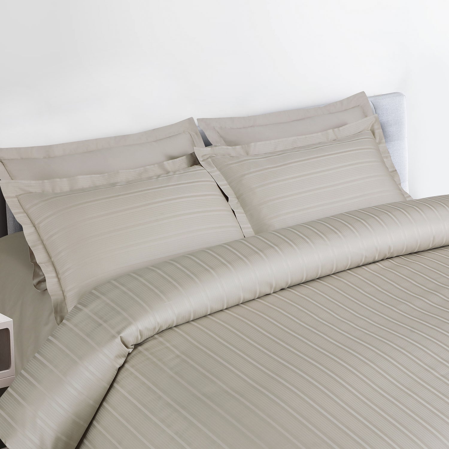 Jacquard King Size Bedsheet with 2 Pillow Covers-Olive Beige