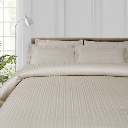 Jacquard Duvet Cover Set with King Size Bedsheet and 4 Pillow Covers-Olive Beige