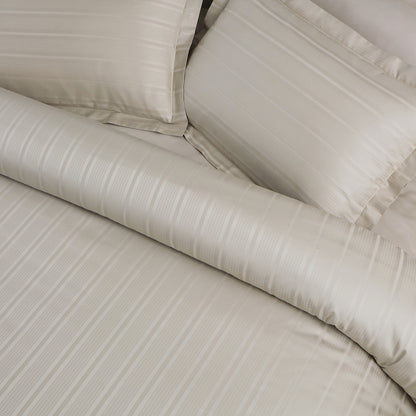 Jacquard Duvet Cover Set with King Size Bedsheet and 4 Pillow Covers-Olive Beige