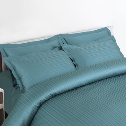 Jacquard King Size Bedsheet with 2 Pillow Covers-Teal Green