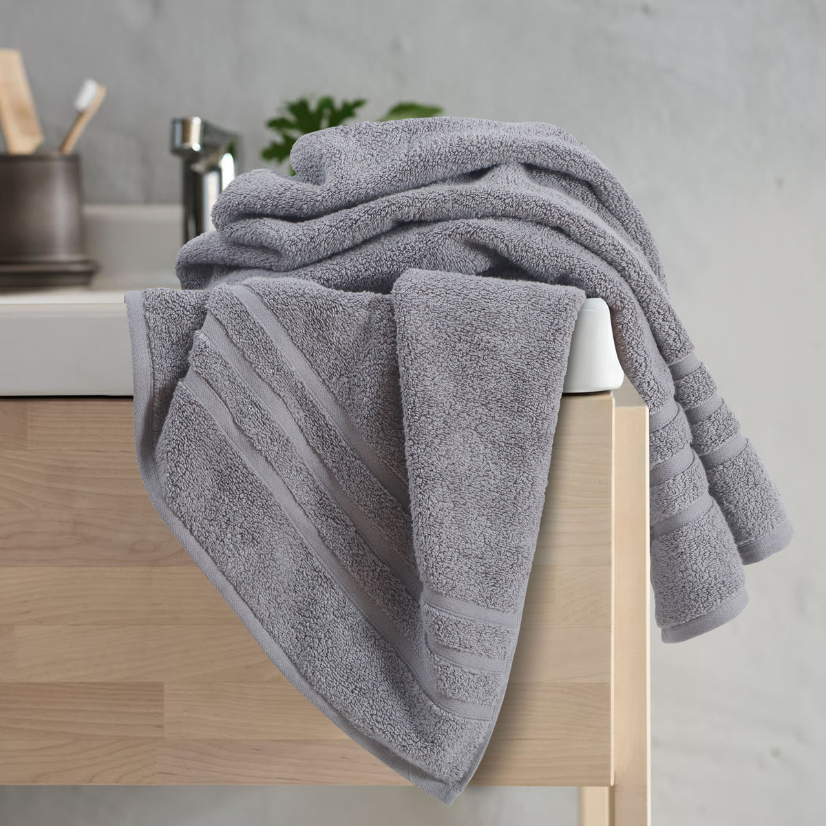Zero Twist Hand Towels -Grey