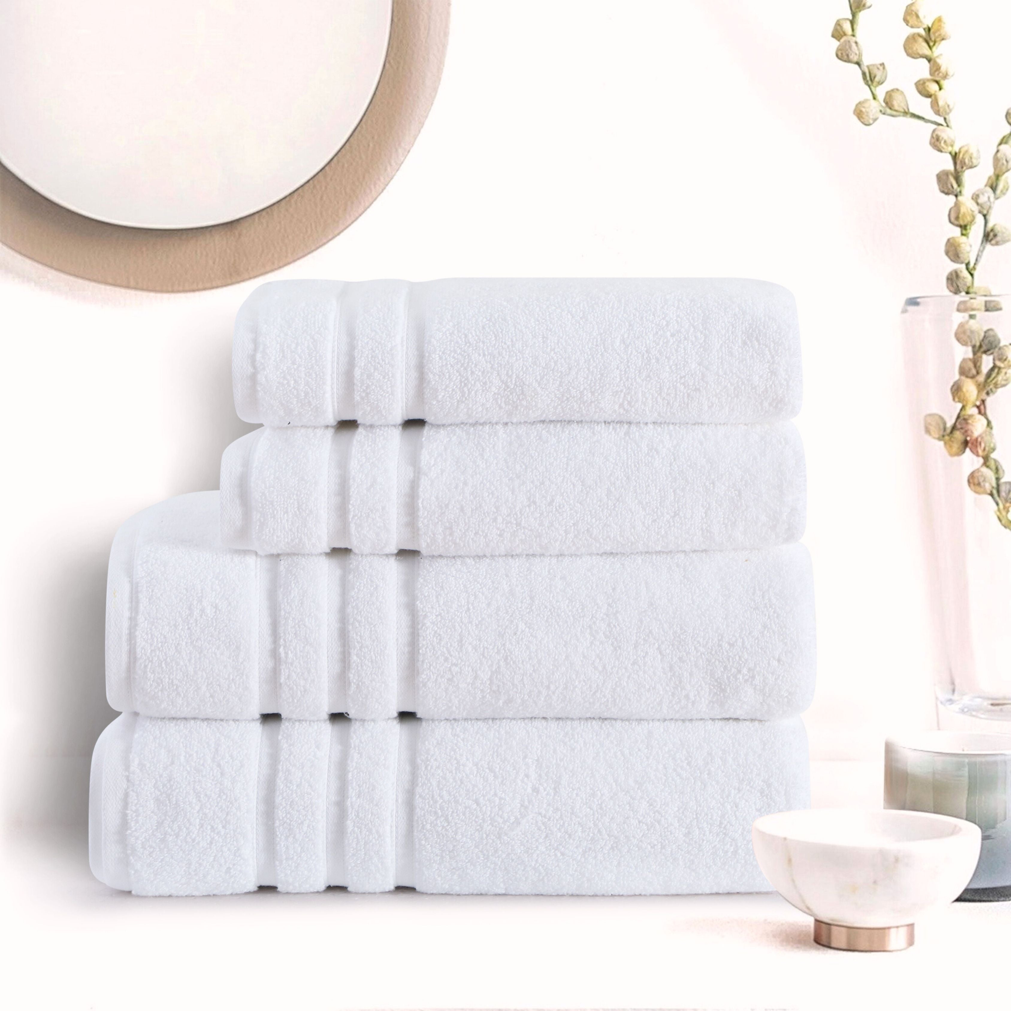 Zero Twist Hand Towels -White