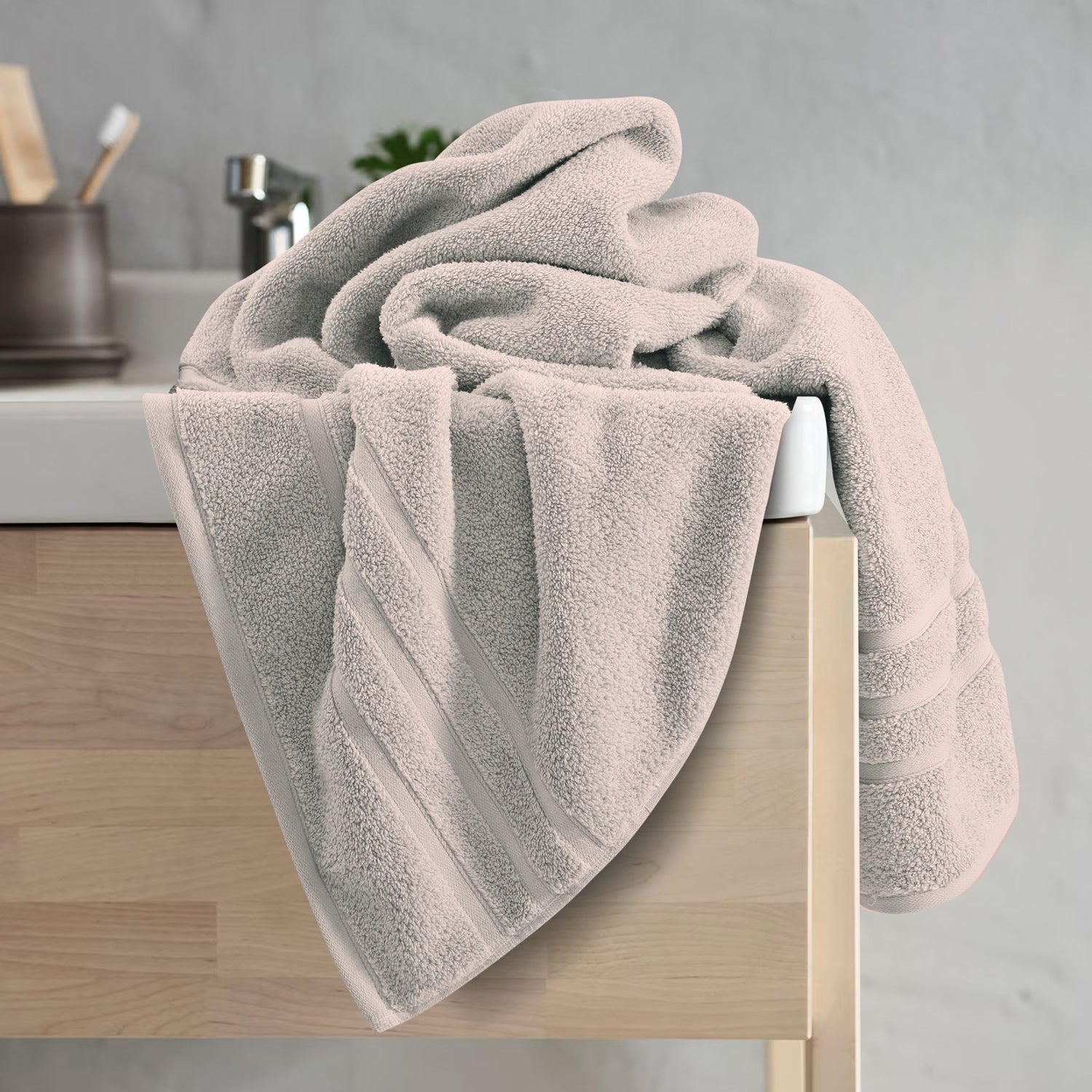 Zero Twist Bath Towel-Beige