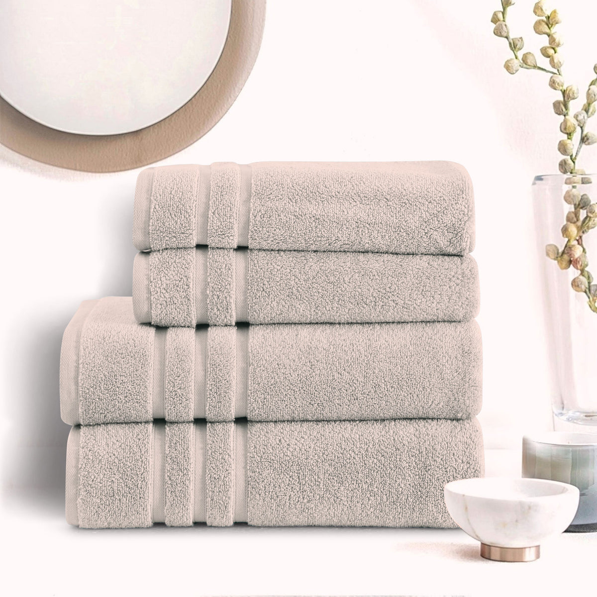Zero Twist Bath Towel-Beige