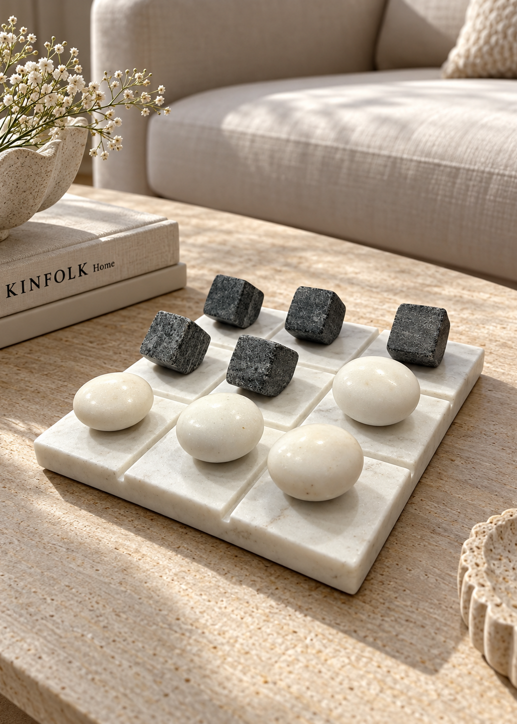 Black and White Marble Tic Tac Tое