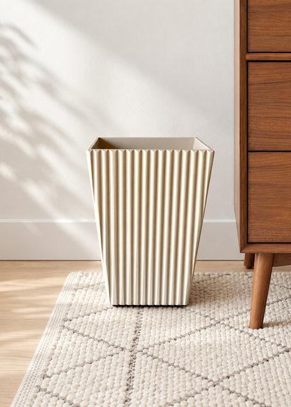 Imperium Fluted Dustbin - Beige