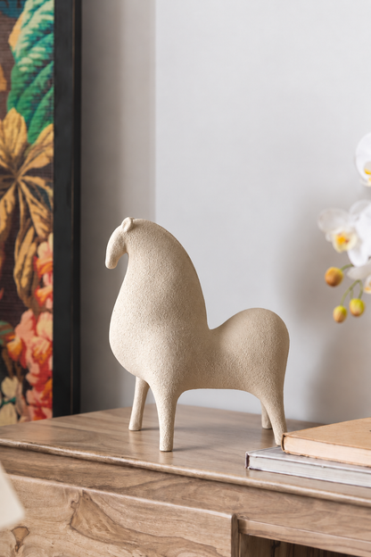 Marlow Beige Horse Accent