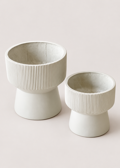 Sora Ripple Planters - Beige