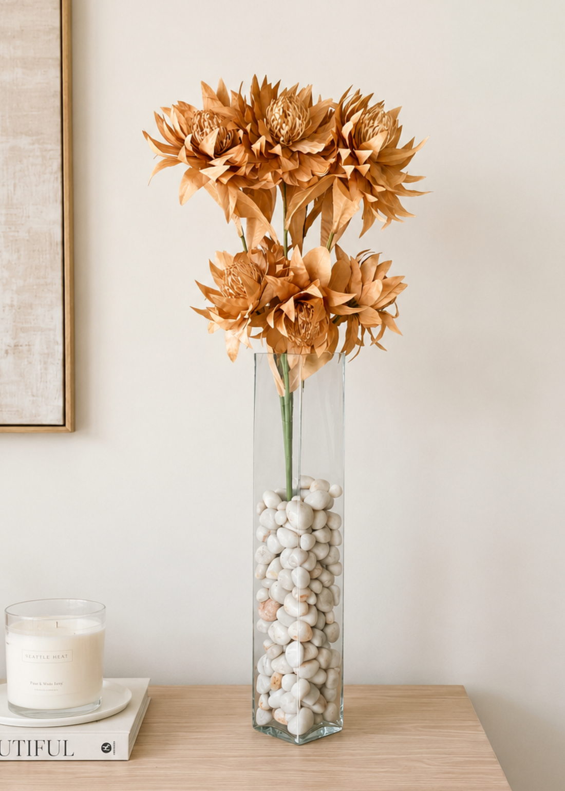 Artificial Portea Flower Stem - (One Stem) Light Brown