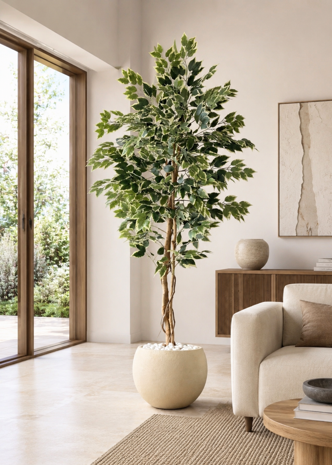 Artificial Variegated Dried Ficus Plant - 6.5 Feet
