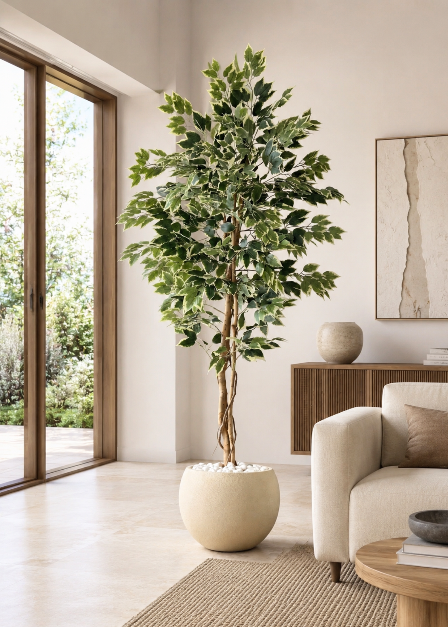 Artificial Variegated Dried Ficus Plant - 6.5 Feet