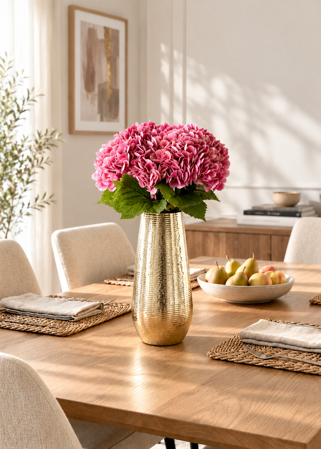 Artificial Hydrangea Stem - Rose Pink (One Stem)