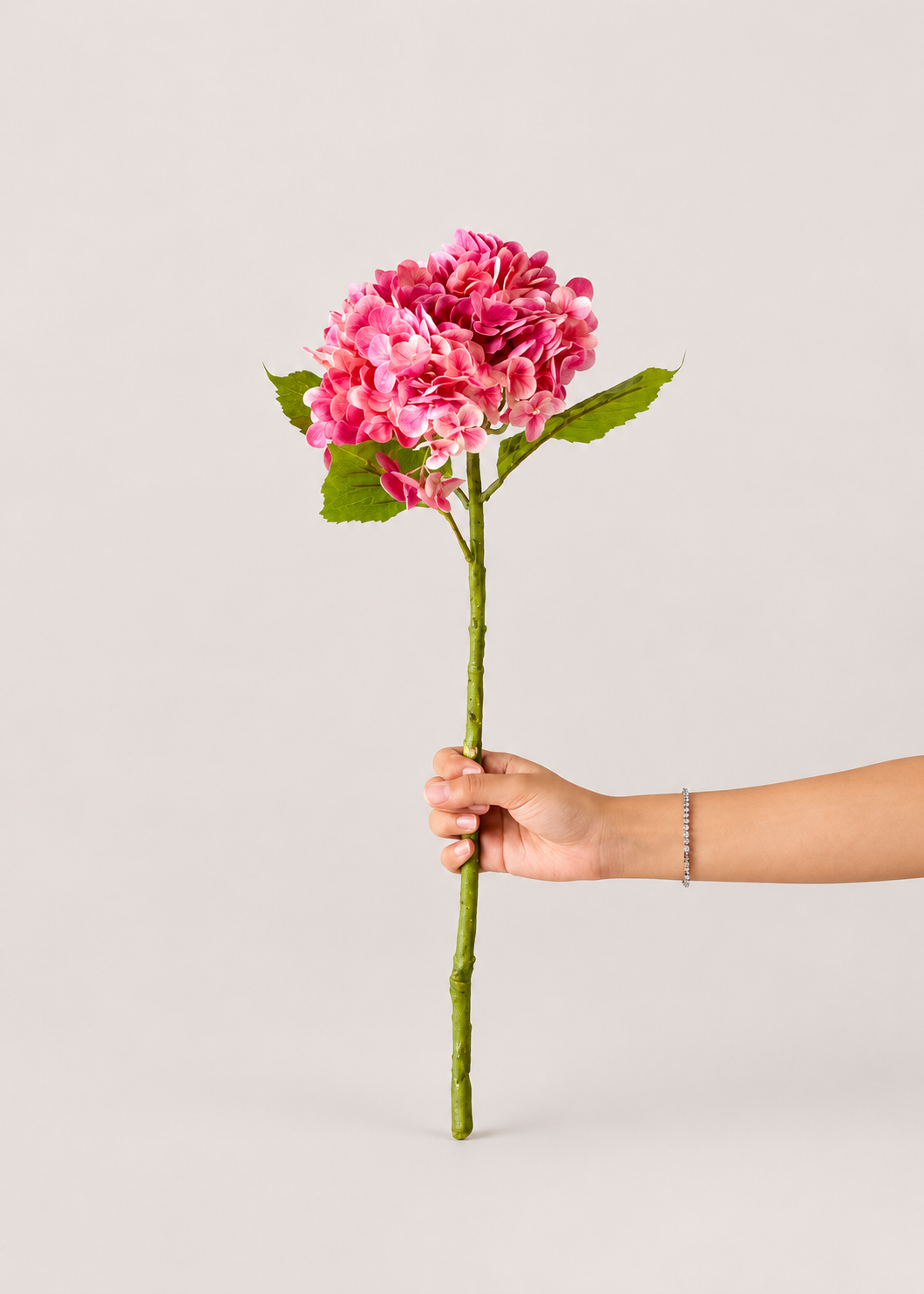 Artificial Hydrangea Stem - Rose Pink (One Stem)