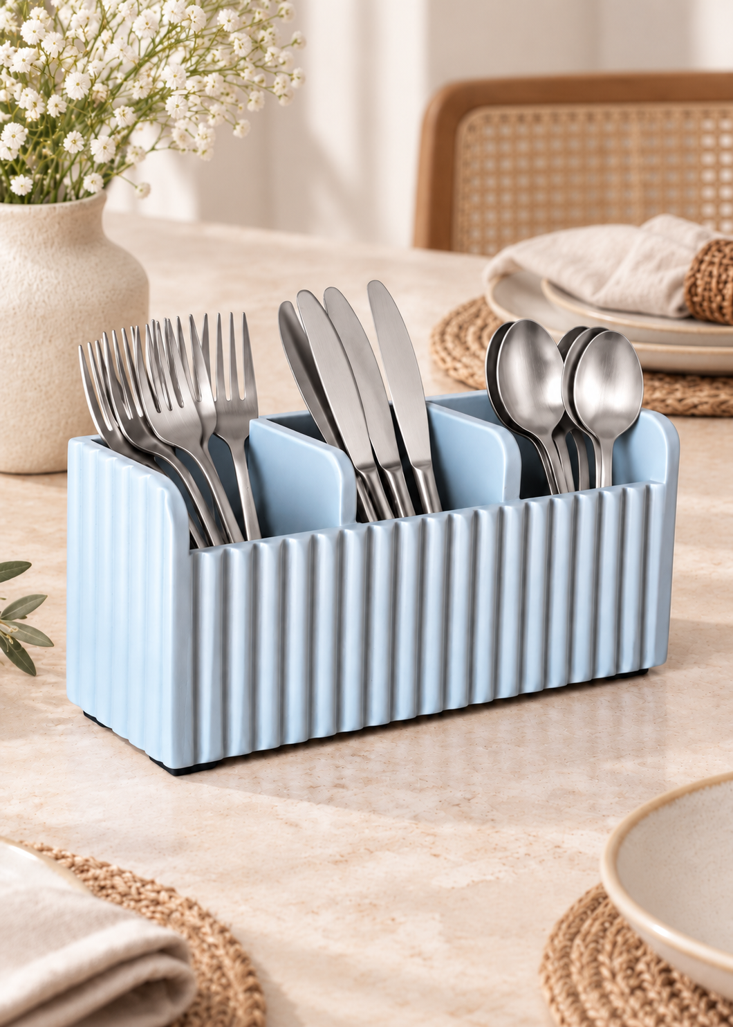 Imperium Fluted Cutlery Holder 3 Slot - Grey