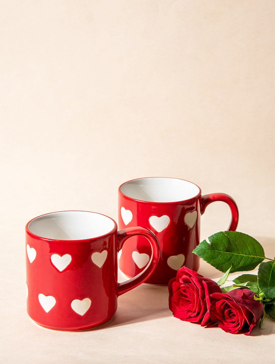 Red Heart Mug - Set of 2