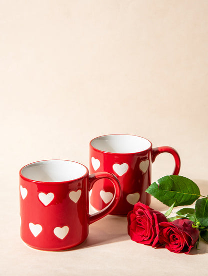 Red Heart Mug - Set of 2